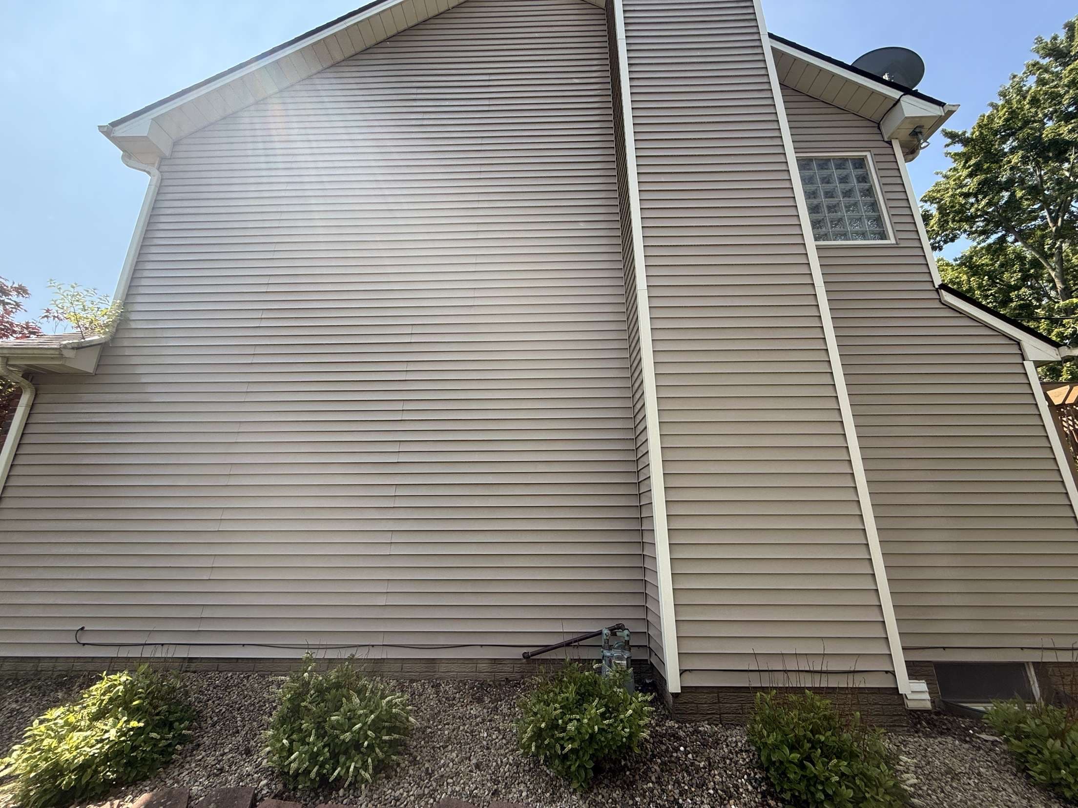 House exterior after soft washing